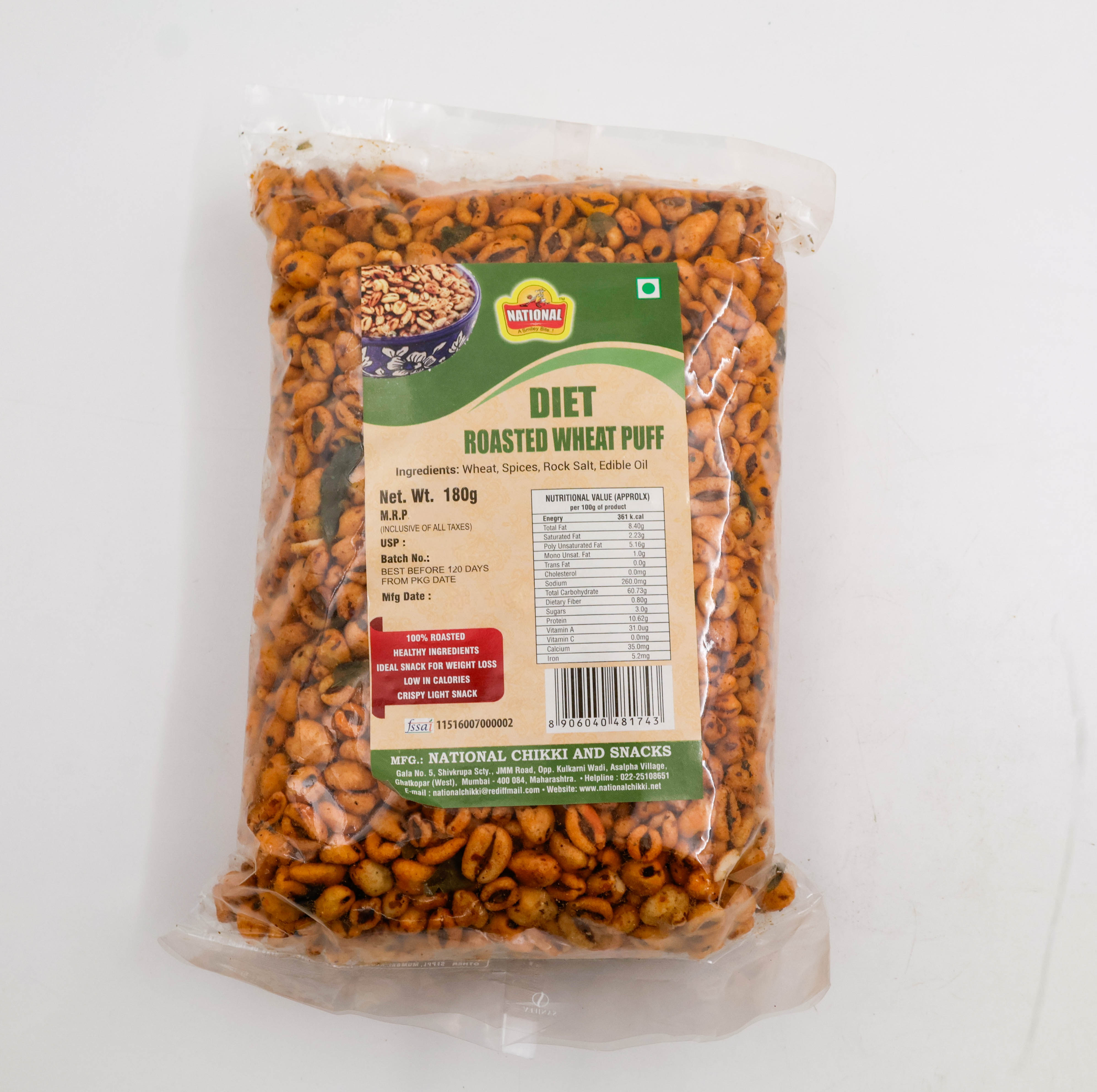 National Diet Roasted Wheat Puff 180 g